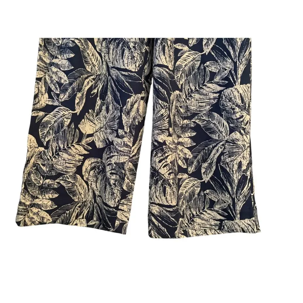 Panama Jack Beachy Tropical Pants Coastal Linen Blend Flowy Airy XL Botanical